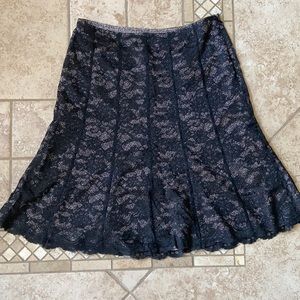 Ann Taylor black lace a-line skirt